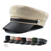 Frau Vintage-stil Einfacher Stil Einfarbig Gebogene Traufen Militärischer Hut main image 4