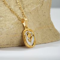 Cute Romantic Irregular Flower Stainless Steel Plating 18k Gold Plated Pendant Necklace main image 4