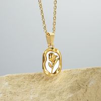 Cute Romantic Irregular Flower Stainless Steel Plating 18k Gold Plated Pendant Necklace main image 3