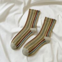 Women's Retro Stripe Cotton Crew Socks A Pair sku image 4