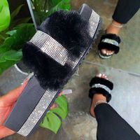 Women's Elegant Vintage Style Solid Color T-strap Plush Slippers sku image 11