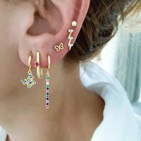 1 Pair Ig Style Butterfly Inlay Copper Zircon Drop Earrings main image 3
