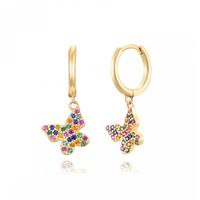 1 Pair Ig Style Butterfly Inlay Copper Zircon Drop Earrings sku image 1