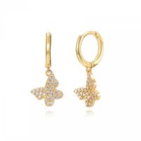 1 Pair Ig Style Butterfly Inlay Copper Zircon Drop Earrings sku image 2