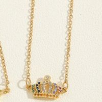 Wholesale Cute Vintage Style Simple Style Human Heart Shape Crown Stainless Steel Copper Plating Inlay Zircon Pendant Necklace sku image 4