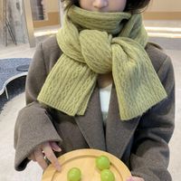 Women's Sweet Korean Style Solid Color Knit Scarf sku image 1