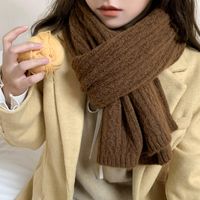 Women's Sweet Korean Style Solid Color Knit Scarf main image 3