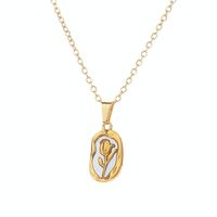 Cute Romantic Irregular Flower Stainless Steel Plating 18k Gold Plated Pendant Necklace sku image 1
