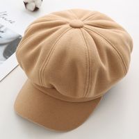 Women's Retro Solid Color Flat Eaves Beret Hat main image 5