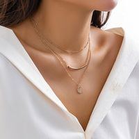 Casual Retro Simple Style Irregular Geometric Moon Alloy Copper Wholesale Layered Necklaces main image 1