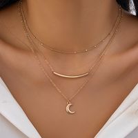 Casual Retro Simple Style Irregular Geometric Moon Alloy Copper Wholesale Layered Necklaces main image 3