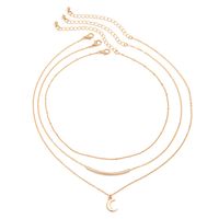 Casual Retro Simple Style Irregular Geometric Moon Alloy Copper Wholesale Layered Necklaces main image 5