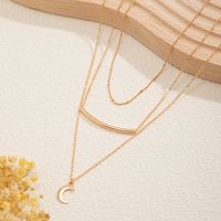 Casual Retro Simple Style Irregular Geometric Moon Alloy Copper Wholesale Layered Necklaces main image 4