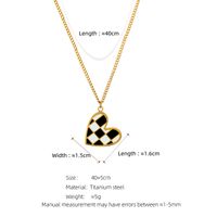 304 Stainless Steel 18K Gold Plated Casual Simple Style Enamel Plating Heart Shape Checkered Pendant Necklace main image 2