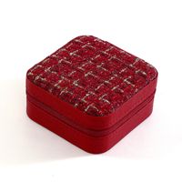 Cute Pastoral Solid Color Leather Jewelry Boxes sku image 3