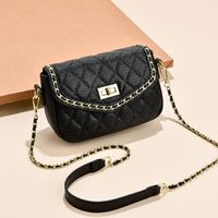 Women's Small Pu Leather Solid Color Streetwear Square Zipper Shoulder Bag sku image 2