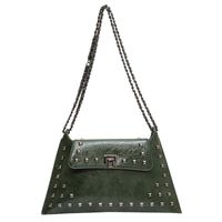 Women's Pu Leather Solid Color Streetwear Rivet Square Lock Clasp Shoulder Bag sku image 3