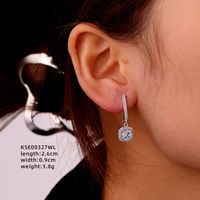 1 Pair Ig Style Simple Style Star Water Droplets Flower Plating Inlay Copper Zircon White Gold Plated Drop Earrings Ear Studs sku image 8