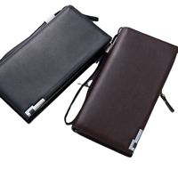 Men's Solid Color Pu Leather Zipper Long Wallets main image 3