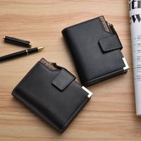 Men's Solid Color Pu Leather Zipper Small Wallets main image 5