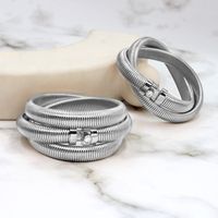 Vintage Style Solid Color Stainless Steel Plating Bangle main image 4