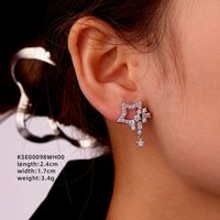1 Pair Ig Style Simple Style Star Water Droplets Flower Plating Inlay Copper Zircon White Gold Plated Drop Earrings Ear Studs sku image 9