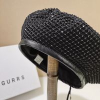 Women's Vintage Style Sweet Solid Color Rhinestone Eaveless Beret Hat main image 1