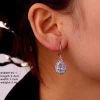 1 Pair Ig Style Simple Style Star Water Droplets Flower Plating Inlay Copper Zircon White Gold Plated Drop Earrings Ear Studs sku image 5
