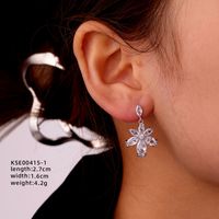 1 Pair Ig Style Simple Style Star Water Droplets Flower Plating Inlay Copper Zircon White Gold Plated Drop Earrings Ear Studs sku image 7