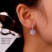 1 Pair Ig Style Simple Style Star Water Droplets Flower Plating Inlay Copper Zircon White Gold Plated Drop Earrings Ear Studs sku image 6