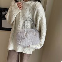 Women's Plush Solid Color Vacation Sewing Thread Square Zipper Shoulder Bag main image 5