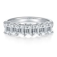 Elegant Wedding Classic Style Geometric Sterling Silver Rhodium Plated Moissanite Rings In Bulk main image 3