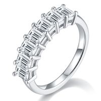 Elegant Wedding Classic Style Geometric Sterling Silver Rhodium Plated Moissanite Rings In Bulk main image 2