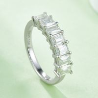 Elegant Wedding Classic Style Geometric Sterling Silver Rhodium Plated Moissanite Rings In Bulk main image 4
