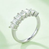 Elegant Wedding Classic Style Geometric Sterling Silver Rhodium Plated Moissanite Rings In Bulk main image 5