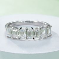 Elegant Wedding Classic Style Geometric Sterling Silver Rhodium Plated Moissanite Rings In Bulk main image 7