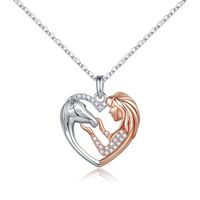 Cute Simple Style Heart Shape Sterling Silver Plating Metal Button Chain Zircon 14k Gold Plated Pendant Necklace sku image 1