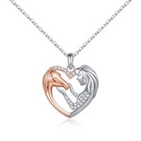 Cute Simple Style Heart Shape Sterling Silver Plating Metal Button Chain Zircon 14k Gold Plated Pendant Necklace sku image 2
