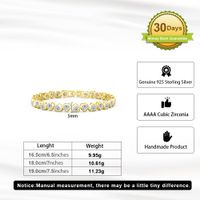 Elegant Simple Style Heart Shape Sterling Silver Plating Inlay Zircon 14k Gold Plated White Gold Plated Bracelets main image 2