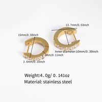 1 Pair Simple Style Geometric Polishing Inlay Carving Stainless Steel Zircon 14K Gold Plated Rose Gold Plated Hoop Earrings main image 3
