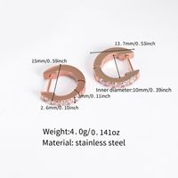 1 Pair Simple Style Geometric Polishing Inlay Carving Stainless Steel Zircon 14K Gold Plated Rose Gold Plated Hoop Earrings main image 2