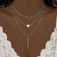 Retro Einfacher Stil Klassischer Stil Irregulär Geometrisch Herzform Legierung Kupfer Großhandel Geschichtete Halskette sku image 1