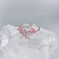 Simple Style Shiny Heart Shape Artificial Crystal Alloy Wholesale Open Rings sku image 4