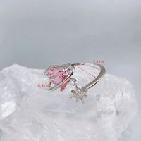 Simple Style Shiny Heart Shape Artificial Crystal Alloy Wholesale Open Rings sku image 5
