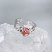 Simple Style Shiny Heart Shape Artificial Crystal Alloy Wholesale Open Rings sku image 2