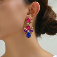 Retro Ethnic Style Flower Rhinestone Inlay Artificial Gemstones Women's Drop Earrings main image 10
