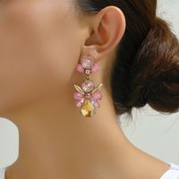 Retro Ethnic Style Flower Rhinestone Inlay Artificial Gemstones Women's Drop Earrings main image 9