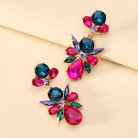 Retro Ethnic Style Flower Rhinestone Inlay Artificial Gemstones Women's Drop Earrings sku image 3