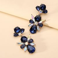 Retro Ethnic Style Flower Rhinestone Inlay Artificial Gemstones Women's Drop Earrings sku image 8