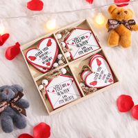 Valentine's Day Romantic Letter Heart Shape Wood Holiday Daily Hanging Ornaments sku image 4